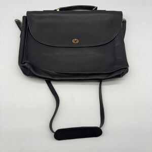 Reve Black Leather Laptop Messenger Bag